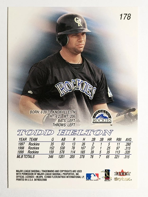 2000 SkyBox #178 Todd Helton