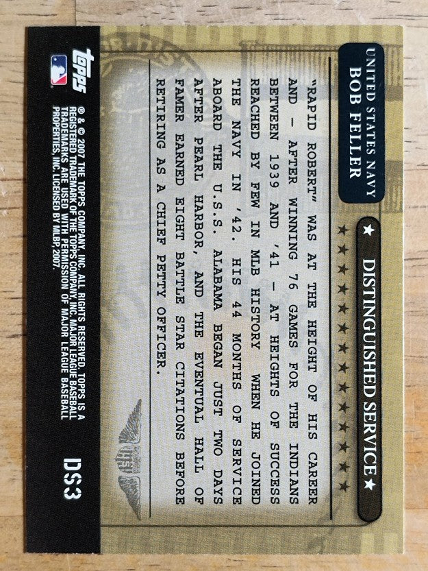 2007 Topps Distinguished Service #DS3 Bob Feller