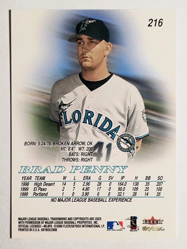 2000 SkyBox #216 Brad Penny