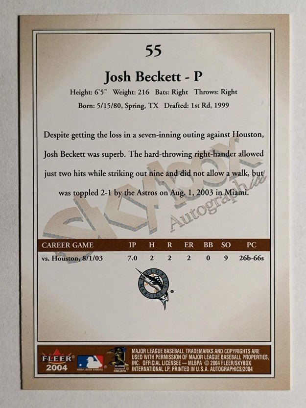 2004 SkyBox Autographics #55 Josh Beckett
