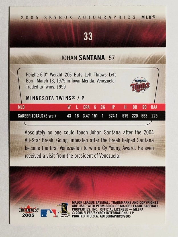 2005 SkyBox Autographics #33 Johan Santana
