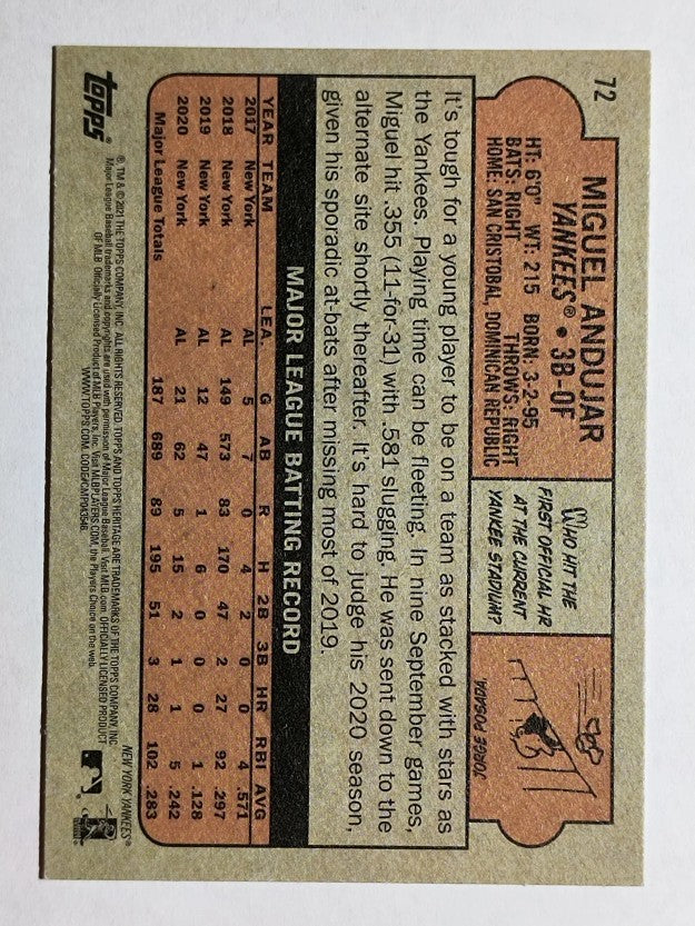 2021 Topps Heritage #72 Miguel Andujar