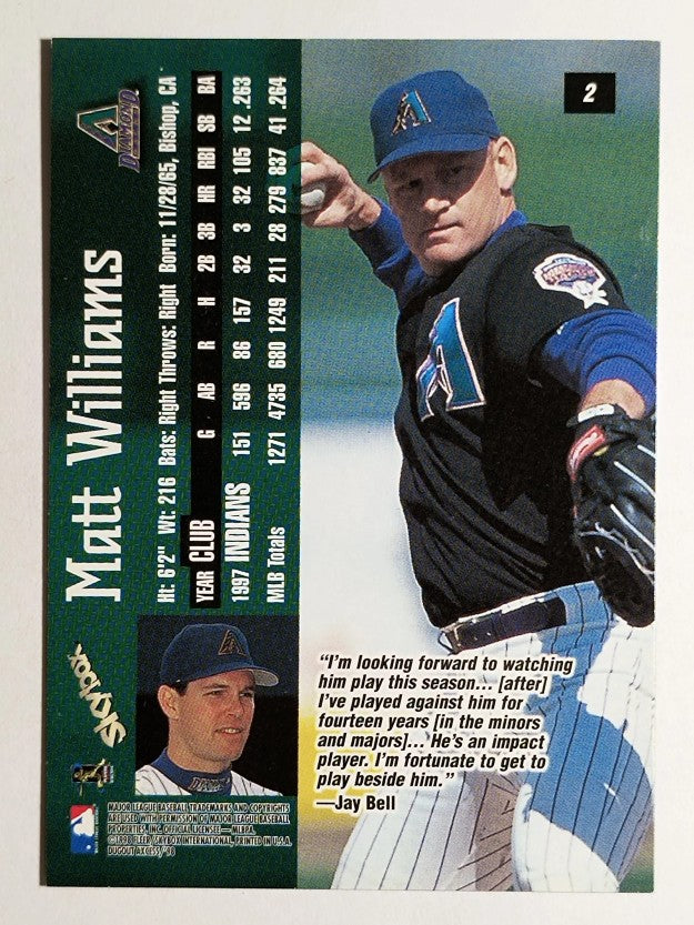 1998 SkyBox Dugout Axcess #2 Matt Williams