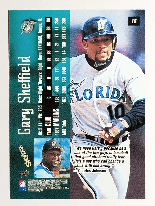 1998 SkyBox Dugout Axcess #18 Gary Sheffield