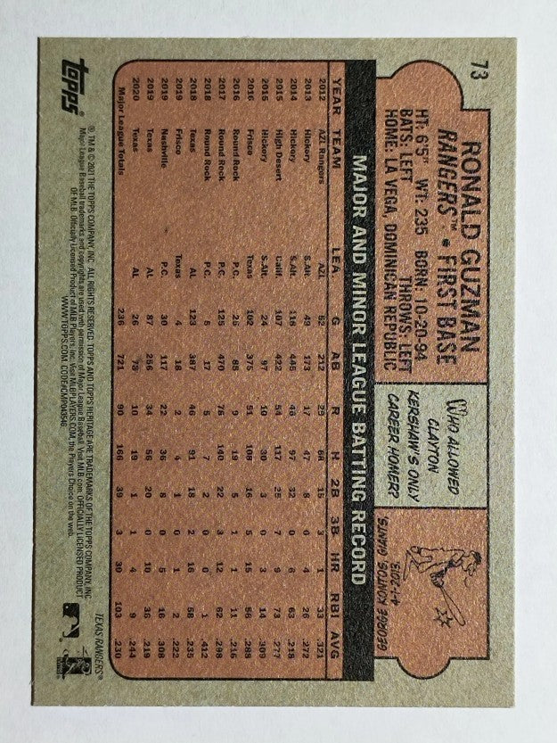 2021 Topps Heritage #73 Ronald Guzman