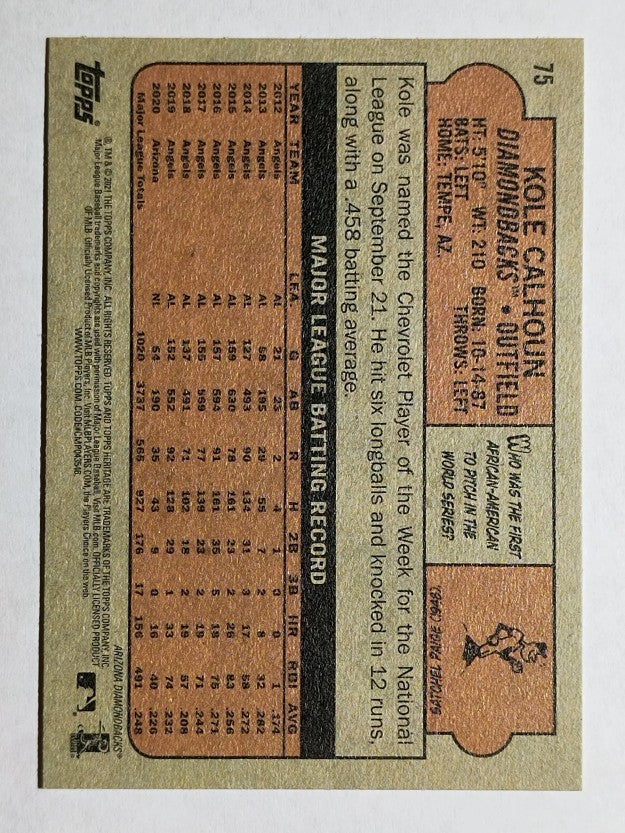 2021 Topps Heritage #75 Kole Calhoun