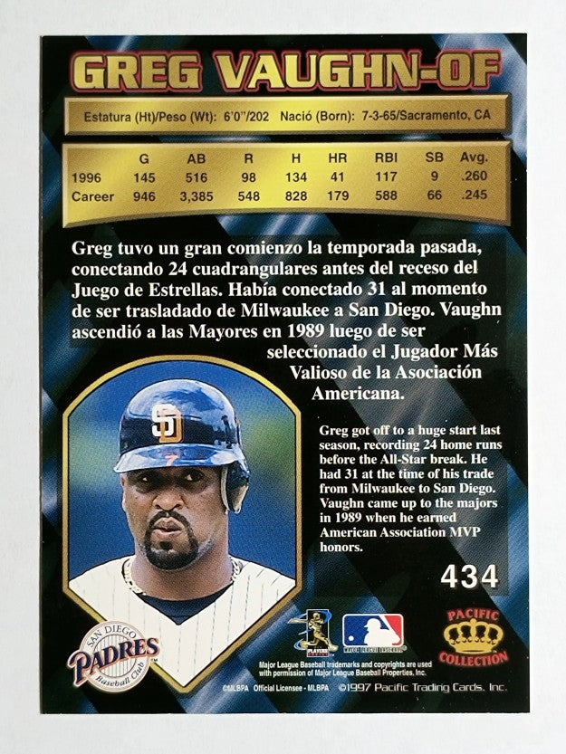 1997 Pacific Silver #434 Greg Vaughn