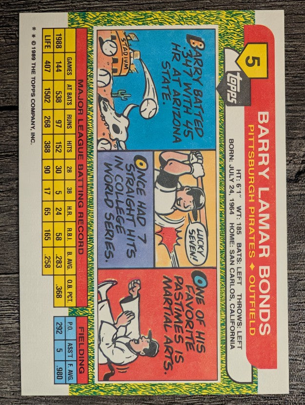 1989 Topps Big #5 Barry Bonds