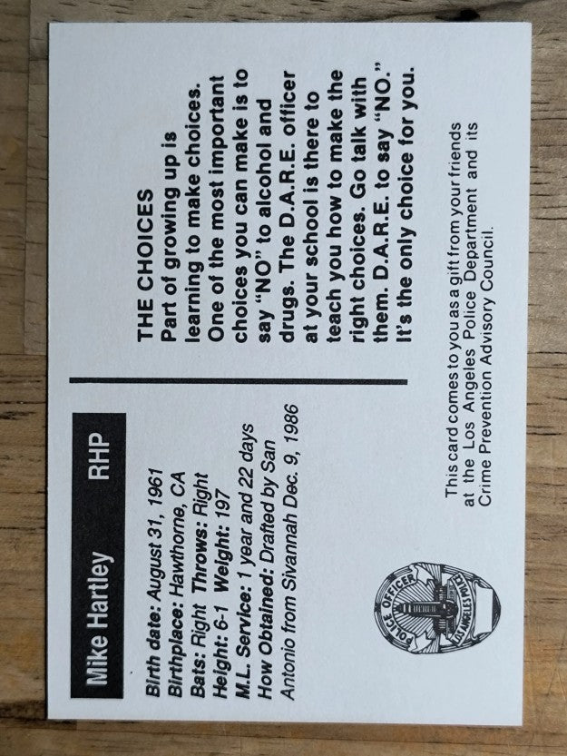1991 Dodgers Police #46 Mike Hartley