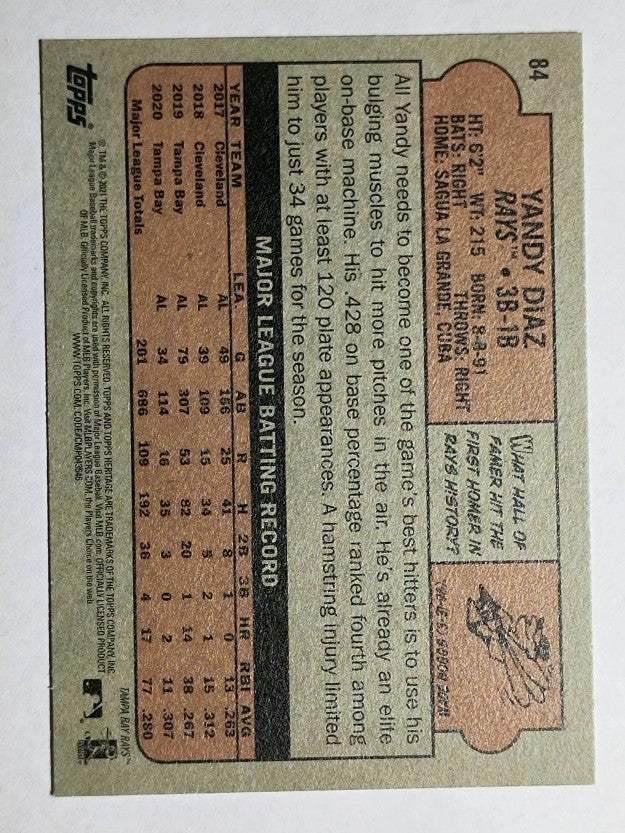 2021 Topps Heritage #84 Yandy Diaz