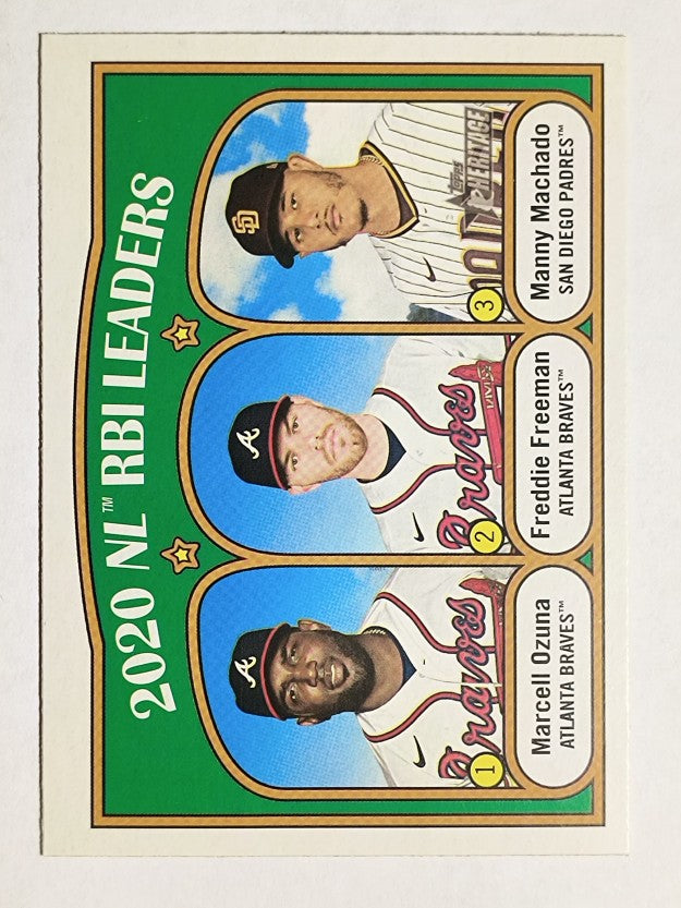 2021 Topps Heritage #87 Manny Machado/Marcell Ozuna/Freddie Freeman LL