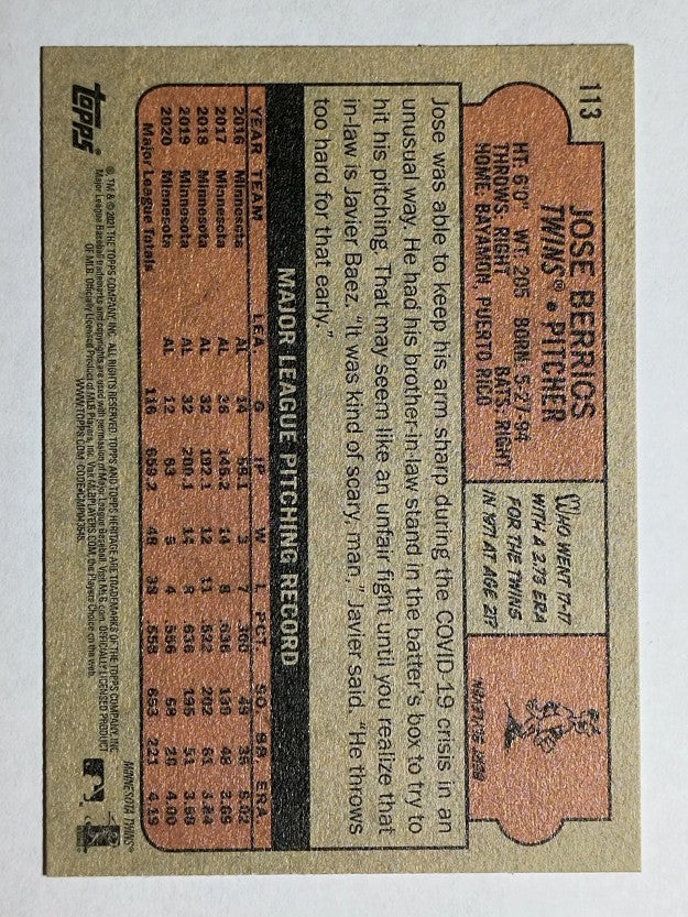 2021 Topps Heritage #113 Jose Berrios