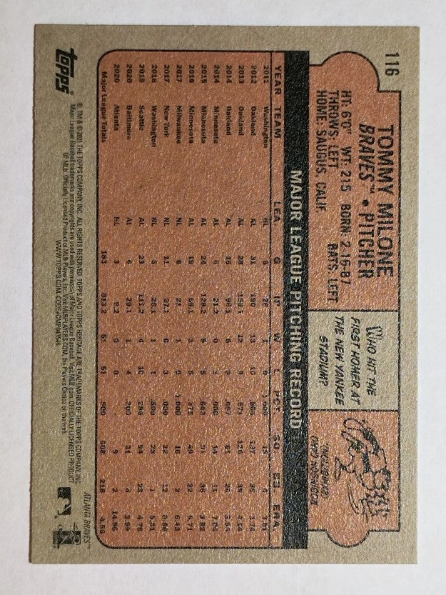 2021 Topps Heritage #116 Tommy Milone