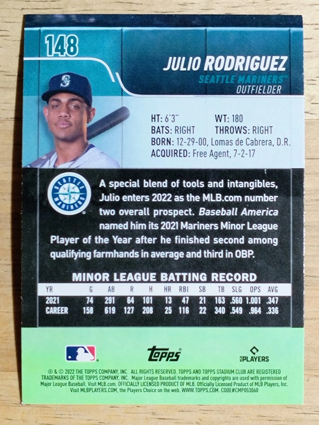 2022 Stadium Club #148 Julio Rodriguez