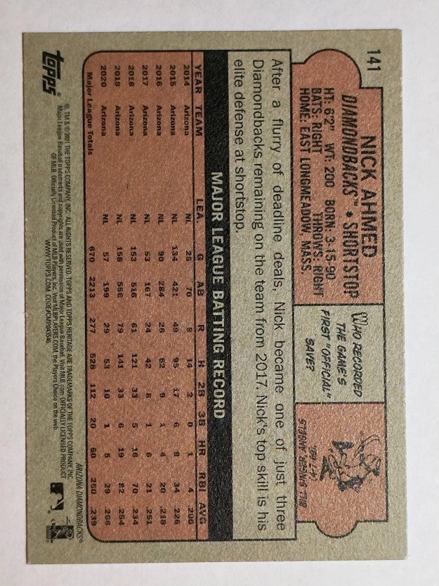 2021 Topps Heritage #141 Nick Ahmed