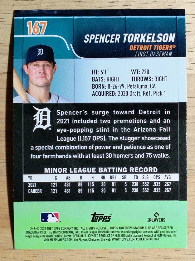 2022 Stadium Club #167 Spencer Torkelson