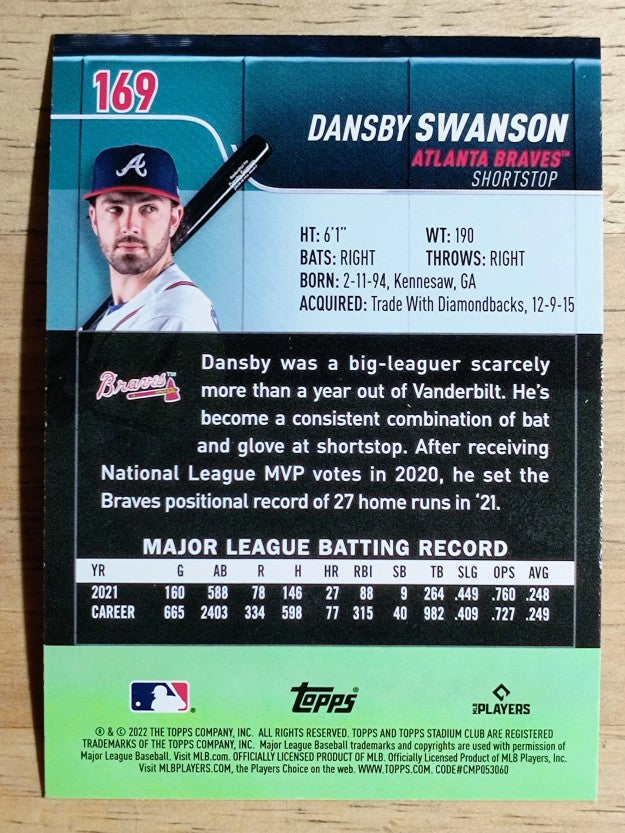 2022 Stadium Club #169 Dansby Swanson