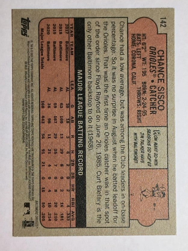 2021 Topps Heritage #142 Chance Sisco