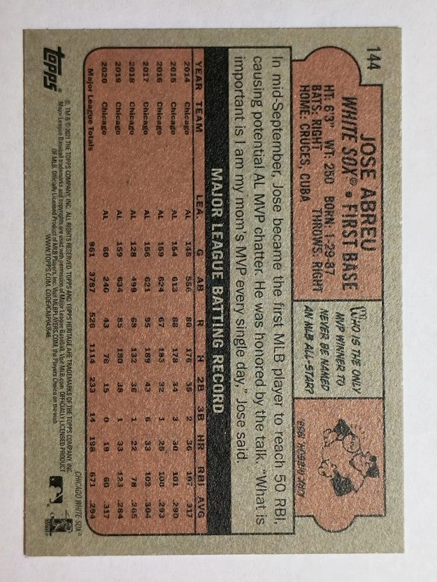 2021 Topps Heritage #144 Jose Abreu