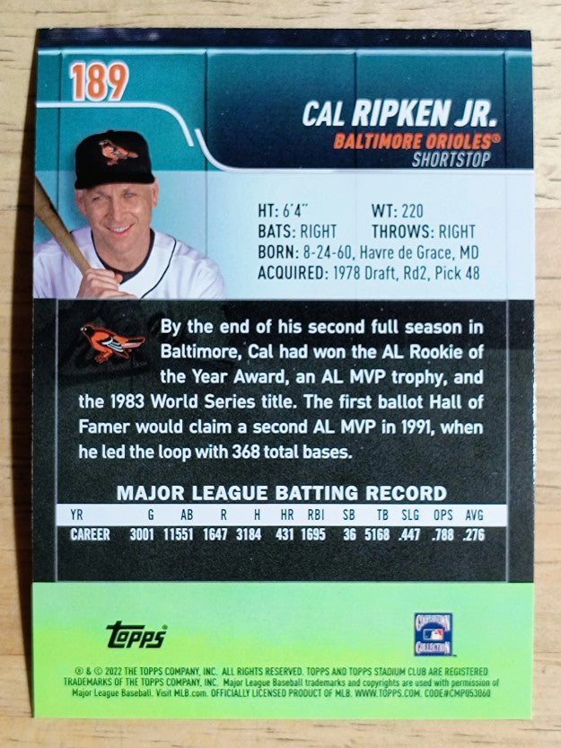 2022 Stadium Club #189 Cal Ripken Jr.
