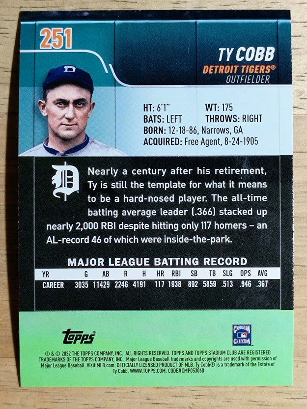 2022 Stadium Club #251 Ty Cobb