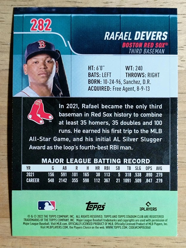 2022 Stadium Club #282 Rafael Devers