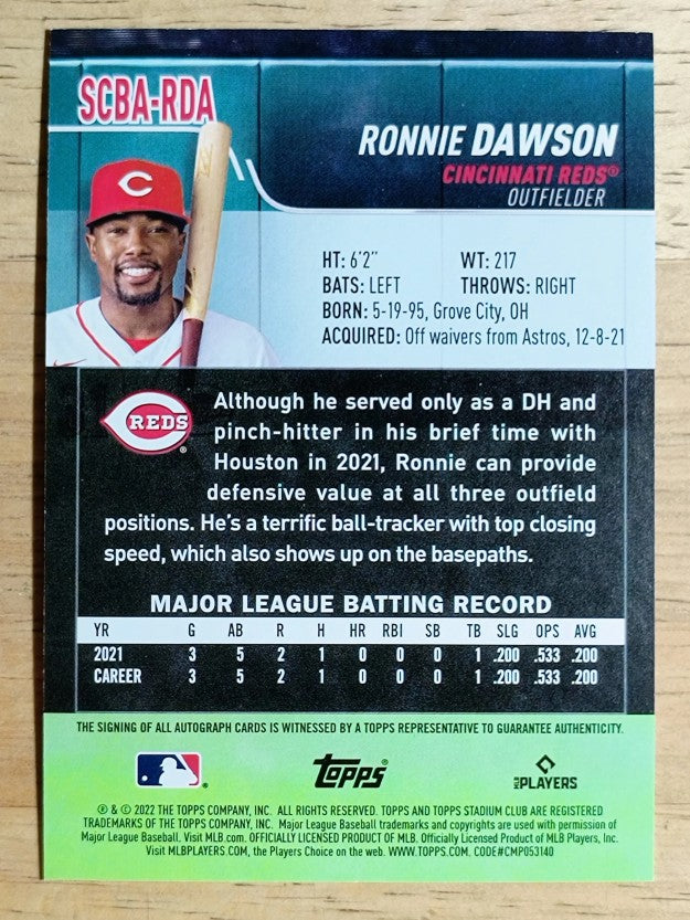 2022 Stadium Club Autographs #SCBARDA Ronnie Dawson