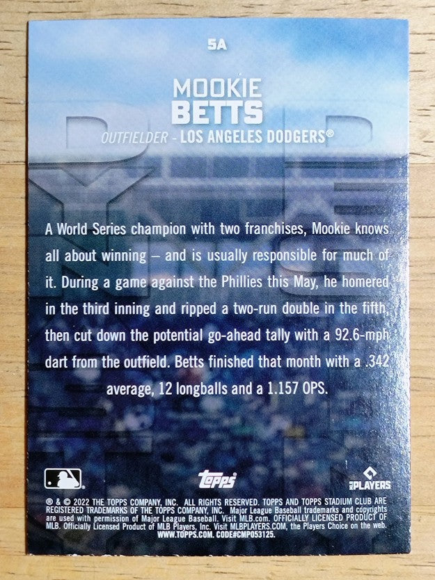 2022 Stadium Club Dynasty and Destiny #5A Mookie Betts
