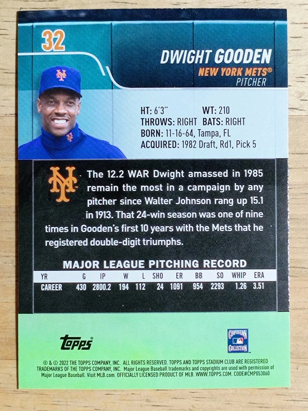 2022 Stadium Club Red Foil #32 Dwight Gooden