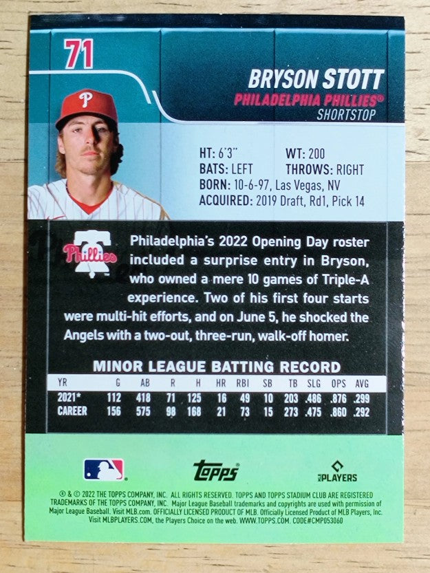 2022 Stadium Club Red Foil #71 Bryson Stott