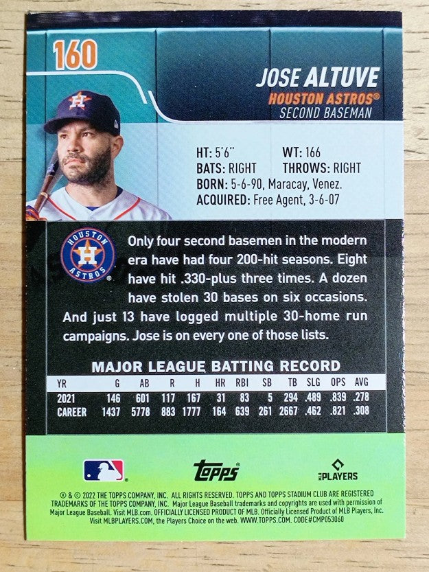 2022 Stadium Club Red Foil #160 Jose Altuve
