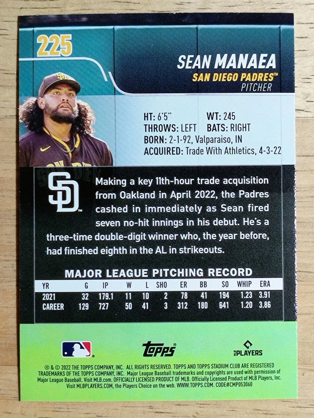 2022 Stadium Club Red Foil #225 Sean Manaea