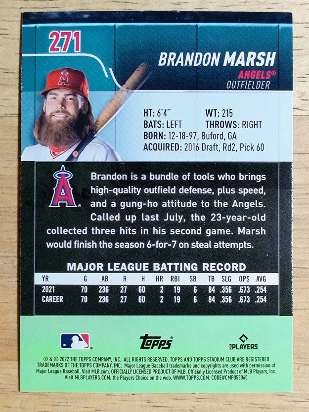 2022 Stadium Club Red Foil #271 Brandon Marsh