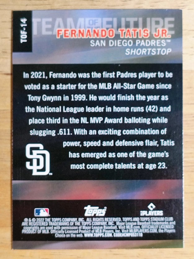 2022 Stadium Club Team of the Future #TOF14 Fernando Tatis Jr.