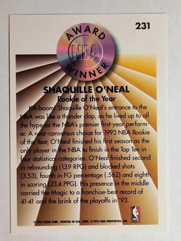 1993-94 Fleer #231 Shaquille O'Neal AW