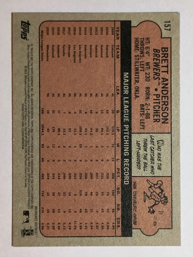 2021 Topps Heritage #157 Brett Anderson