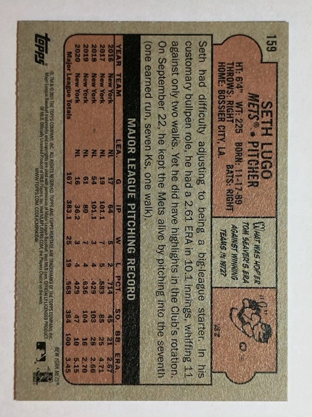 2021 Topps Heritage #159 Seth Lugo