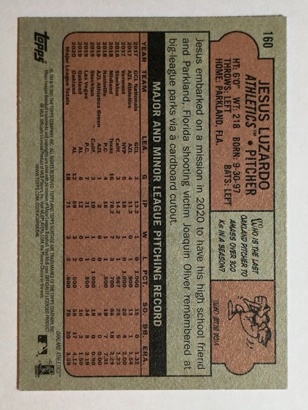 2021 Topps Heritage #160 Jesus Luzardo