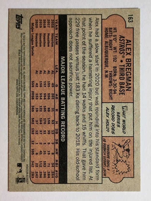 2021 Topps Heritage #163 Alex Bregman