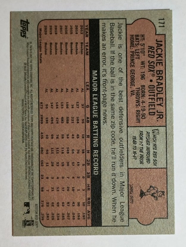 2021 Topps Heritage #171 Jackie Bradley Jr.