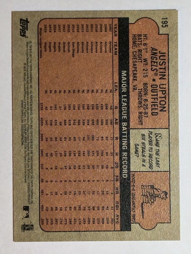 2021 Topps Heritage #195 Justin Upton