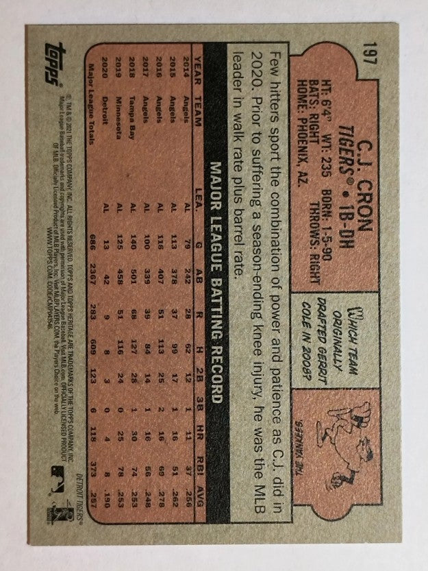 2021 Topps Heritage #197 C.J. Cron