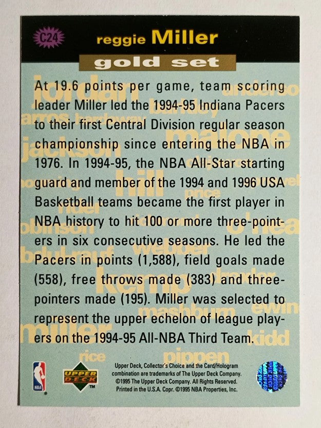 1995-96 Collector's Choice Crash the Game Scoring Gold Redemption Reggie Miller