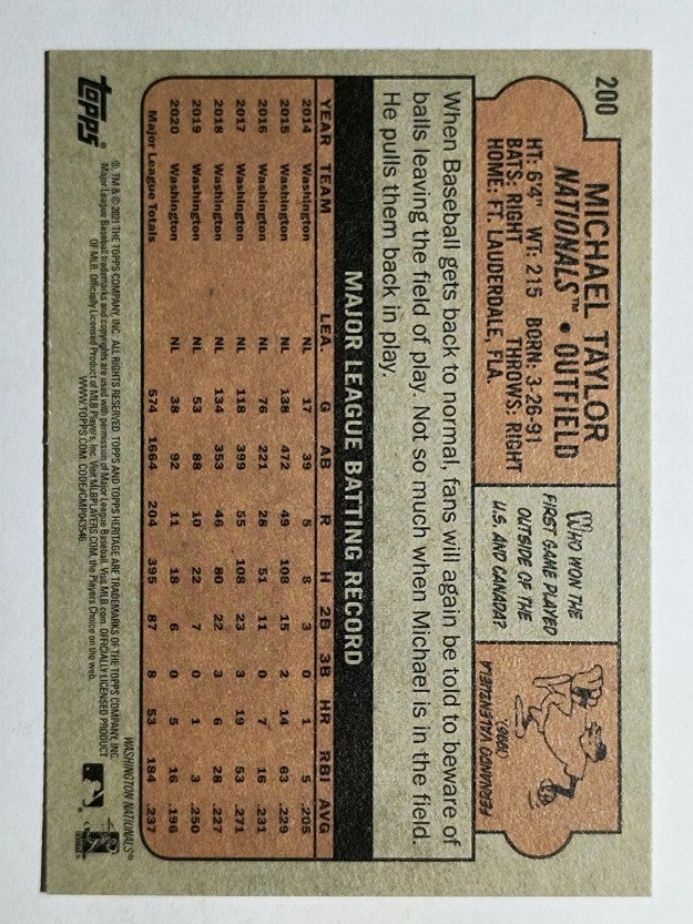 2021 Topps Heritage #200 Michael Taylor