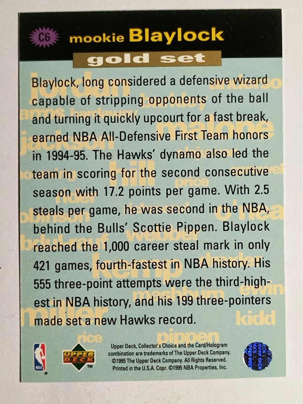 1995-96 Collector's Choice Crash Game Scoring Gold Redemption Mookie Blaylock