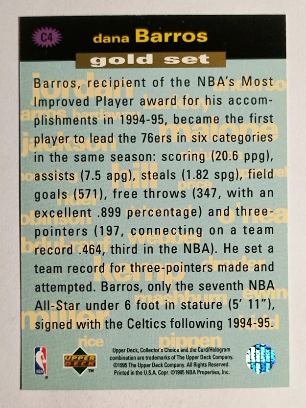 1995-96 Collector's Choice Crash the Game Scoring Gold Redemption Dana Barros