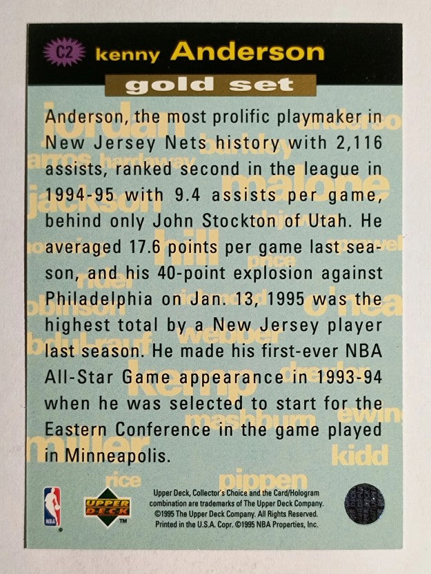 1995-96 Collector's Choice Crash the Game Scoring Gold Redemption Kenny Anderson