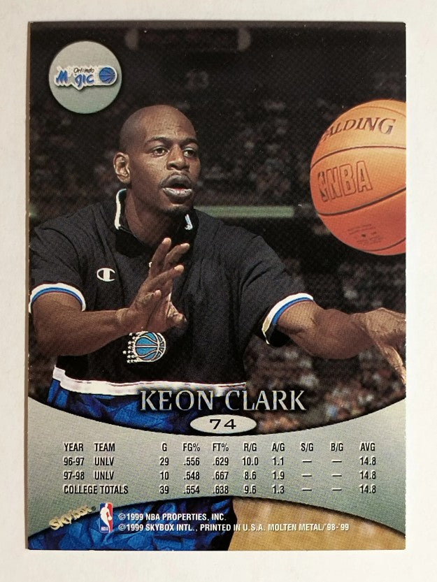 1998-99 SkyBox Molten Metal #74 Keon Clark RC