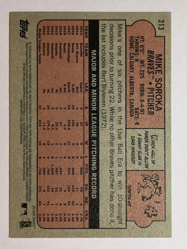 2021 Topps Heritage #213 Mike Soroka