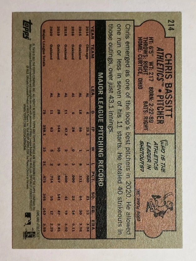 2021 Topps Heritage #214 Chris Bassitt